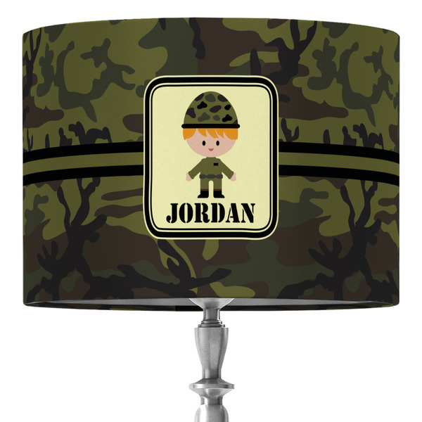Custom Green Camo 16" Drum Lamp Shade - Fabric (Personalized)