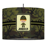 Green Camo 16" Drum Pendant Lamp - Fabric (Personalized)