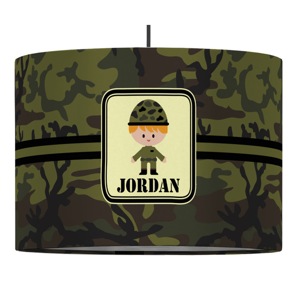 Custom Green Camo Drum Pendant Lamp (Personalized)