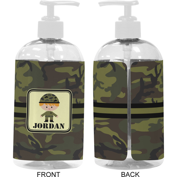 Green Camo 16 oz Plastic Liquid Dispenser- Approval- White
