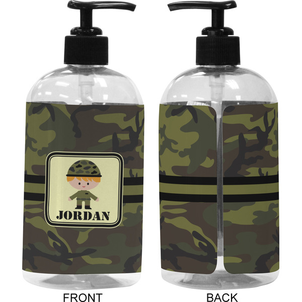 Green Camo 16 oz Plastic Liquid Dispenser (Approval)