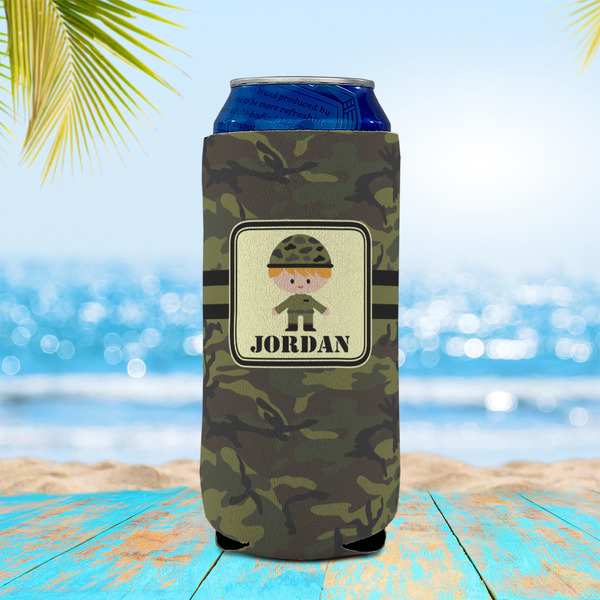 Green Camo 16oz Can Sleeve - LIFESTYLE