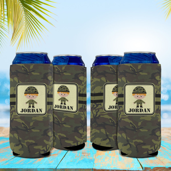 Green Camo 16oz Can Sleeve - Set of 4 - LIFESTYLE