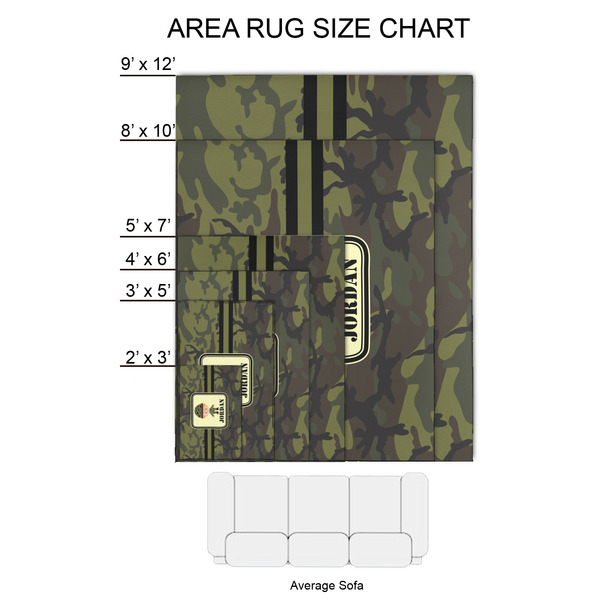 Green Camo 2'x3' Indoor Area Rugs - Size Chart