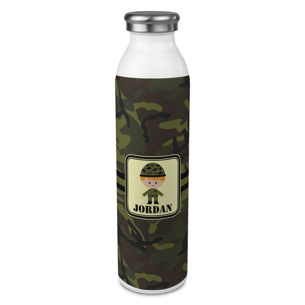 Custom Green Camo 20oz Stainless Steel Water Bottle - Full Print (Personalized)