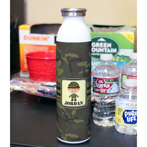 Green Camo 20oz Water Bottles - Full Print - In Context