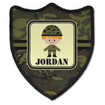 Green Camo Iron On Shield Patch B w/ Name or Text