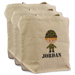 Green Camo Reusable Cotton Grocery Bags - Set of 3 (Personalized)
