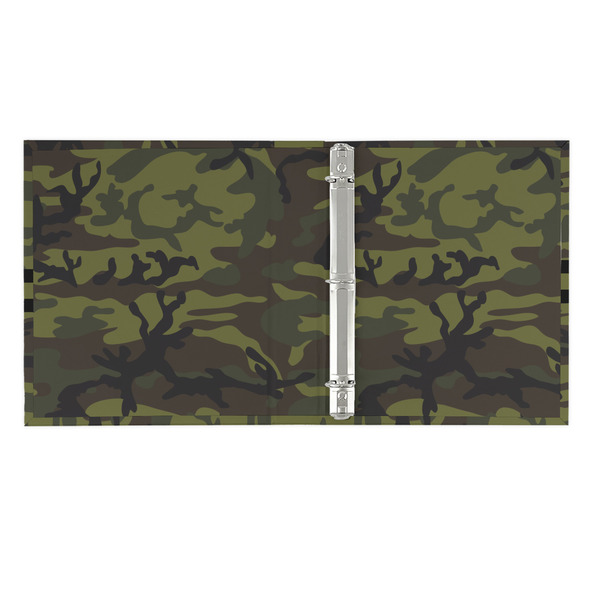 Green Camo 3 Ring Binders - Full Wrap - 1" - OPEN INSIDE