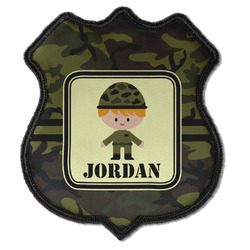 Green Camo Iron On Shield Patch C w/ Name or Text