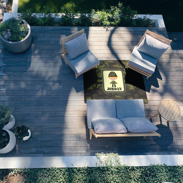 Green Camo 4'x6' Patio Rug - In context