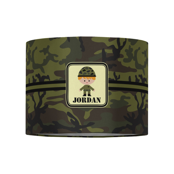 Green Camo 8" Drum Lampshade - FRONT (Fabric)