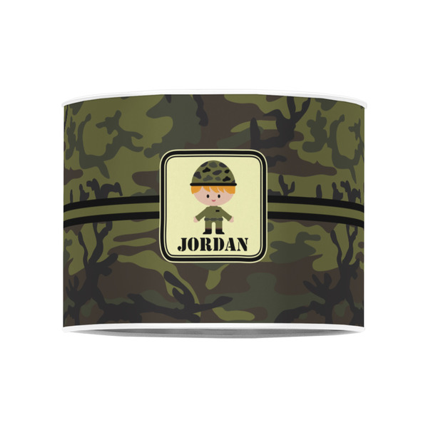 Green Camo 8" Drum Lampshade - FRONT (Poly Film)