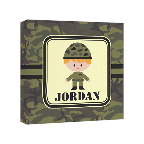 Custom Green Camo Canvas Print - 8x8 (Personalized)