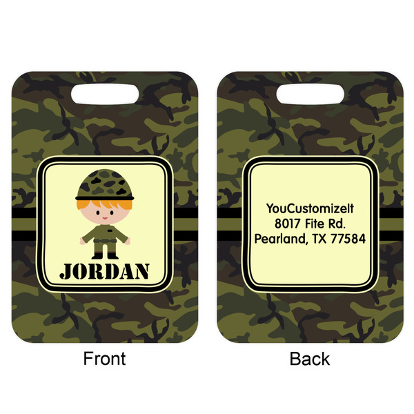 Green Camo Aluminum Luggage Tag (Front + Back)