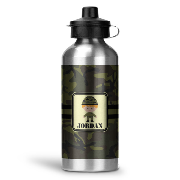 Custom Green Camo Water Bottle - Aluminum - 20 oz (Personalized)