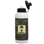Green Camo Water Bottles - Aluminum - 20 oz - White (Personalized)