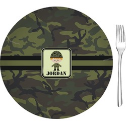 Green Camo 8" Glass Appetizer / Dessert Plates - Single or Set (Personalized)