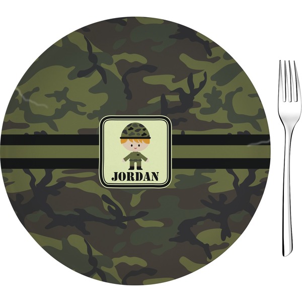 Custom Green Camo 8" Glass Appetizer / Dessert Plates - Single or Set (Personalized)
