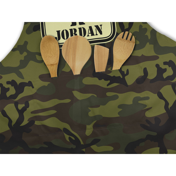 Green Camo Apron - Pocket Detail with Props