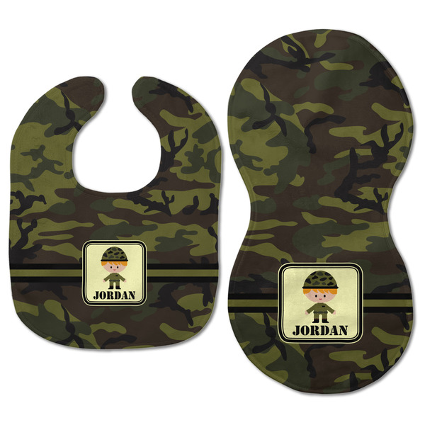 Green Camo Baby Bib & Burp Set - Approval (new bib & burp)