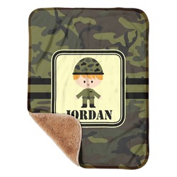Green Camo Sherpa Baby Blanket - 30" x 40" w/ Name or Text