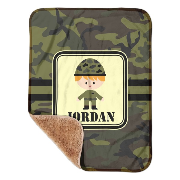 Custom Green Camo Sherpa Baby Blanket - 30" x 40" w/ Name or Text
