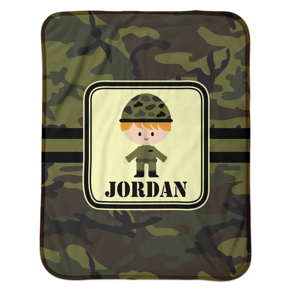 Green Camo Baby Sherpa Blanket - Flat