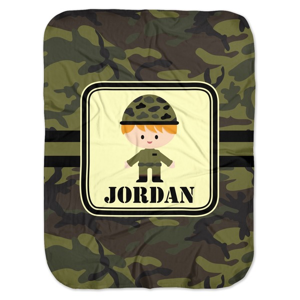 Custom Green Camo Baby Swaddling Blanket (Personalized)