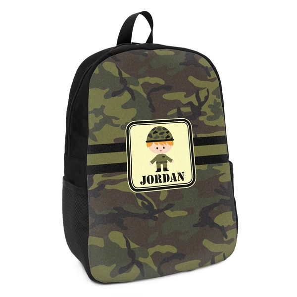 Custom Green Camo Kids Backpack (Personalized)