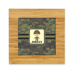 Green Camo Bamboo Trivet with Ceramic Tile Insert (Personalized)