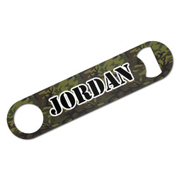 Green Camo Bar Bottle Opener - White w/ Name or Text