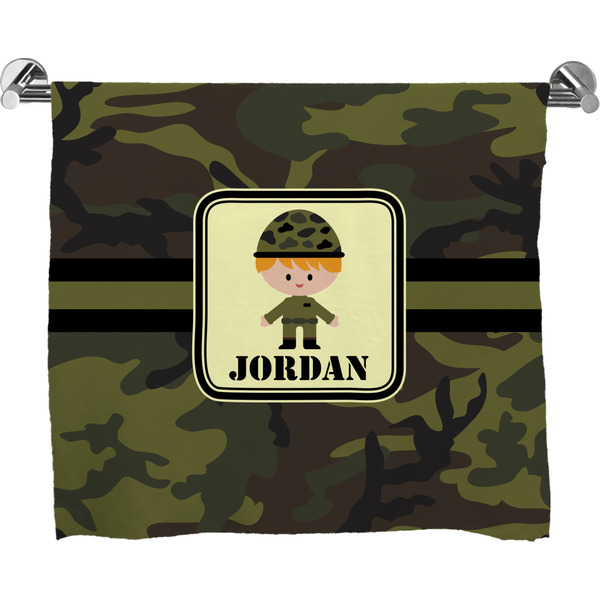 Custom Green Camo Bath Towel (Personalized)