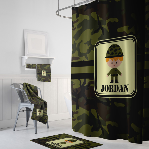 Green Camo Bath Towel Sets - 3-piece - In Context