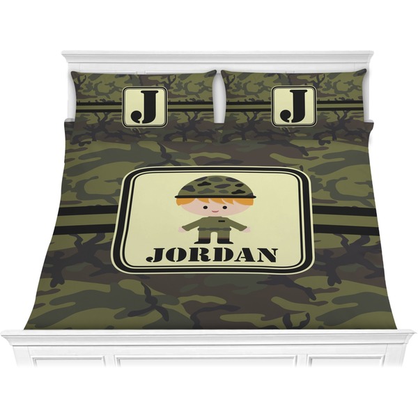 Custom Green Camo Comforter Set - King (Personalized)