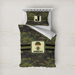 Green Camo Duvet Cover Set - Twin (Personalized)