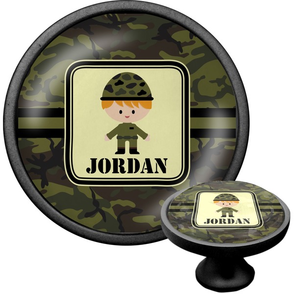 Custom Green Camo Cabinet Knob (Black) (Personalized)