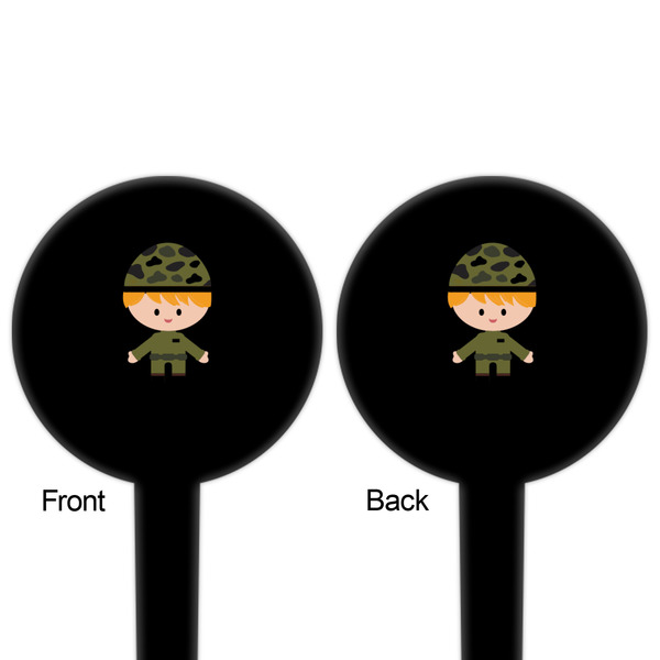 Green Camo Black Plastic 4" Food Pick - Round - Double Sided - Front & Back