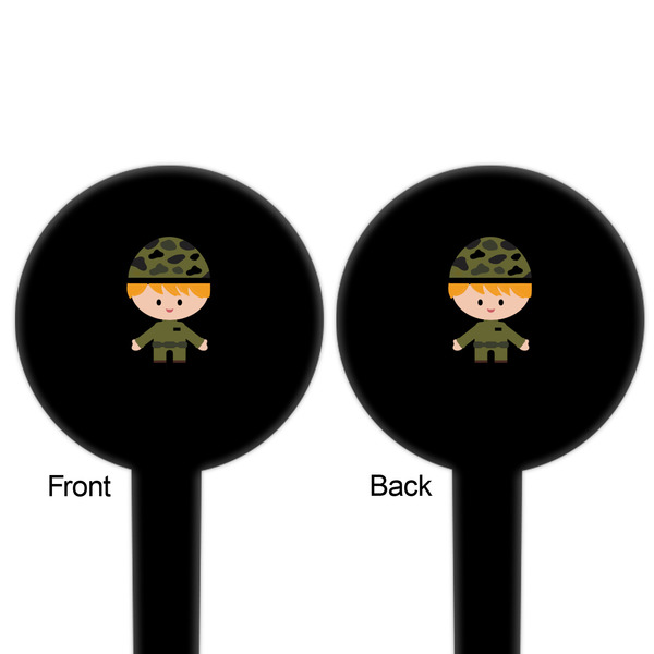 Green Camo Black Plastic 6" Food Pick - Round - Double Sided - Front & Back