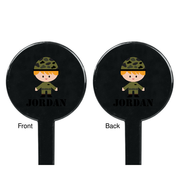 Green Camo Black Plastic 7" Stir Stick - Double Sided - Round - Front & Back