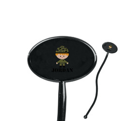 Green Camo 7" Oval Plastic Stir Sticks - Black - Single Sided (Personalized)