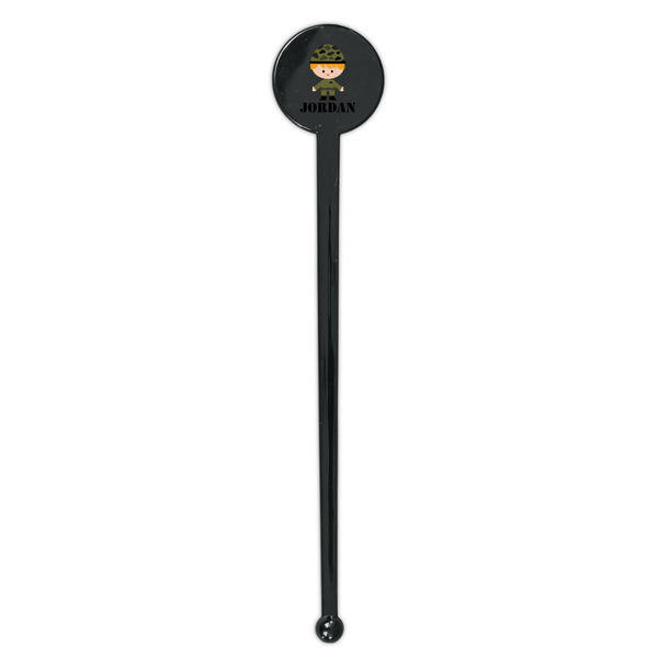 Green Camo Black Plastic 7" Stir Stick - Round - Single Stick