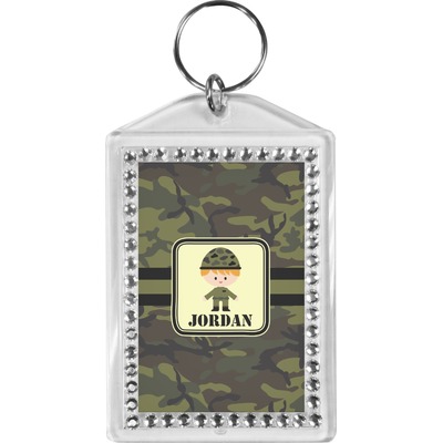 Green Camo Bling Keychain (Personalized)