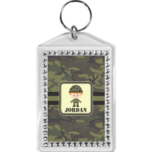Custom Green Camo Bling Keychain (Personalized)