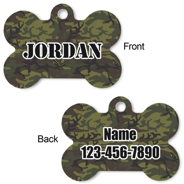 Green Camo Bone Shaped Dog ID Tag - Large - Approval