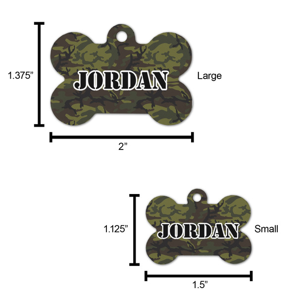 Green Camo Bone Shaped Dog ID Tag - Large - Scale