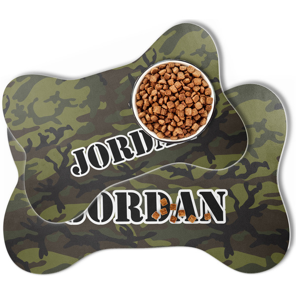 Green Camo Bone Shaped Dog Mats - MAIN