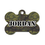 Green Camo Bone Shaped Dog ID Tag - Small (Personalized)
