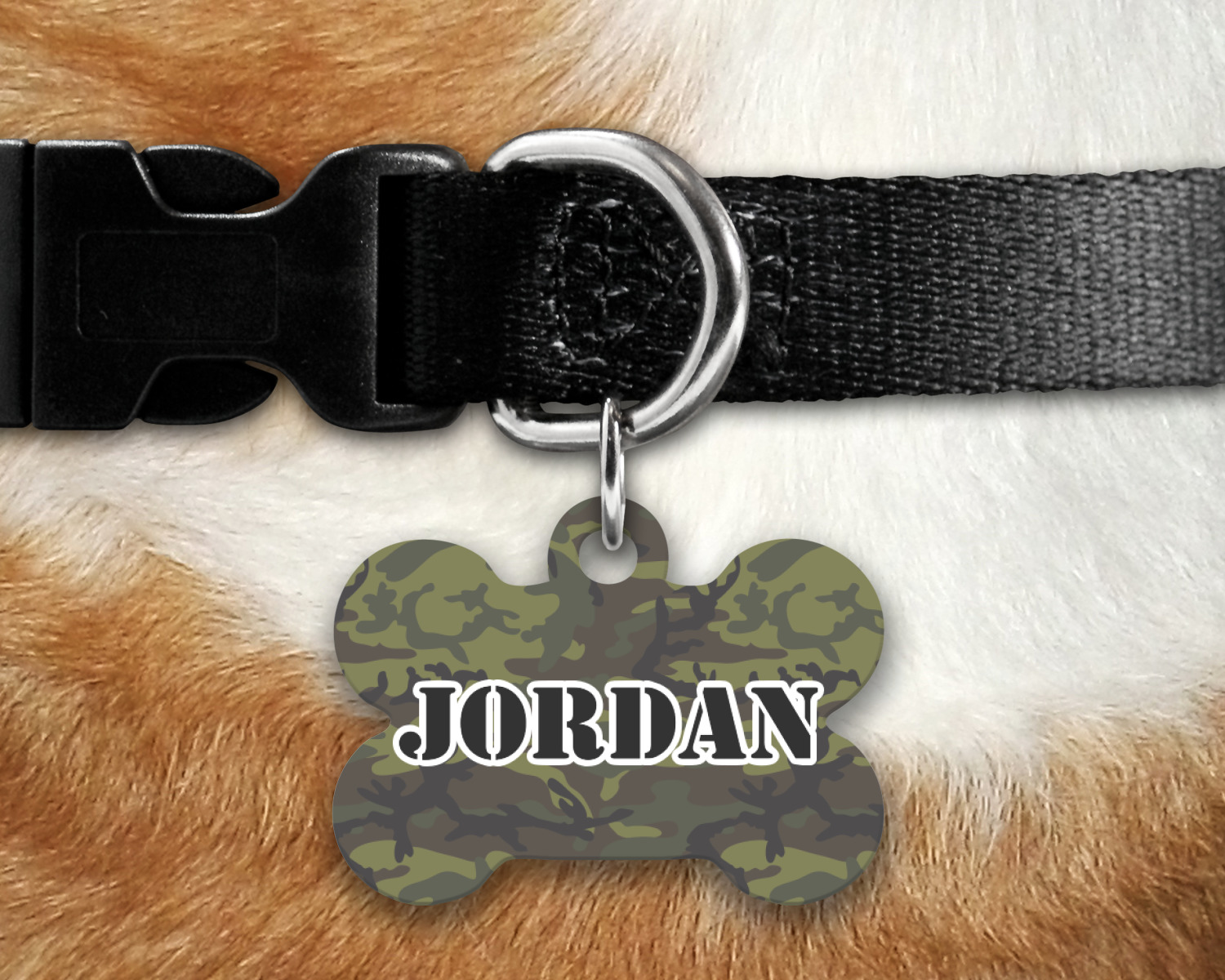 Green Camo Bone Shaped Dog Tag (Personalized) YouCustomizeIt