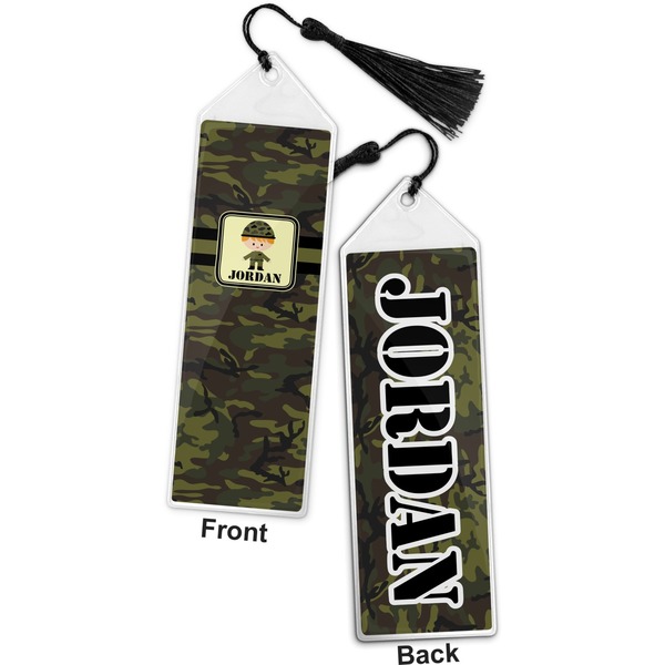 Green Camo Bookmark with tassel - Front and Back